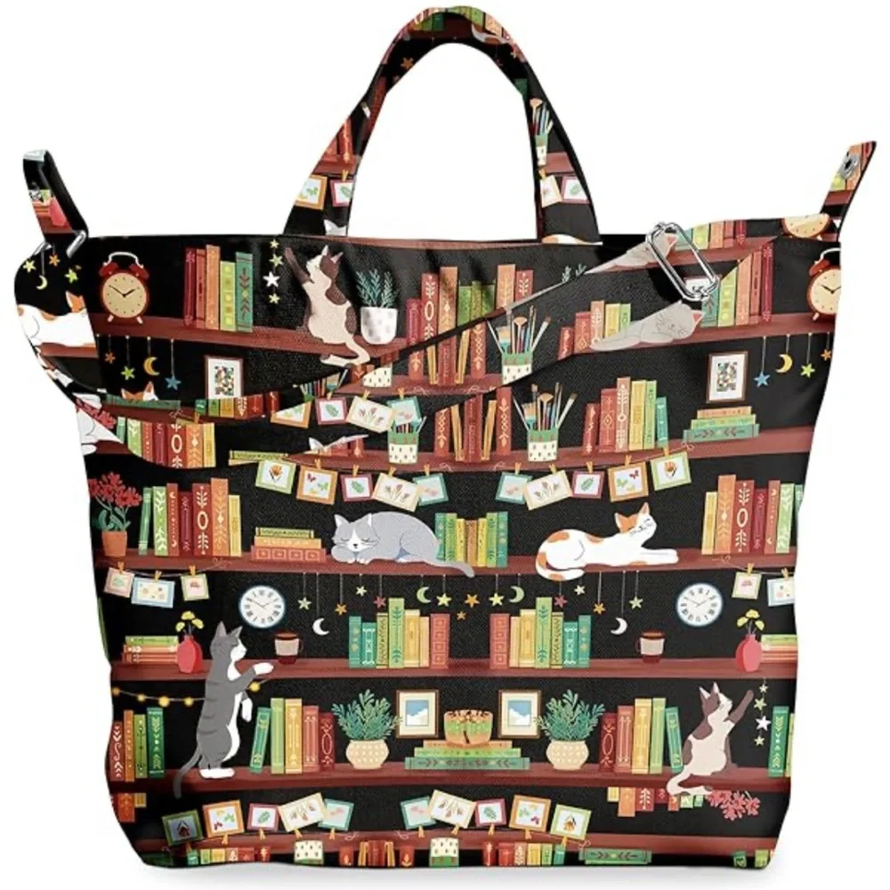 Adorable Cat Library Tote Bag